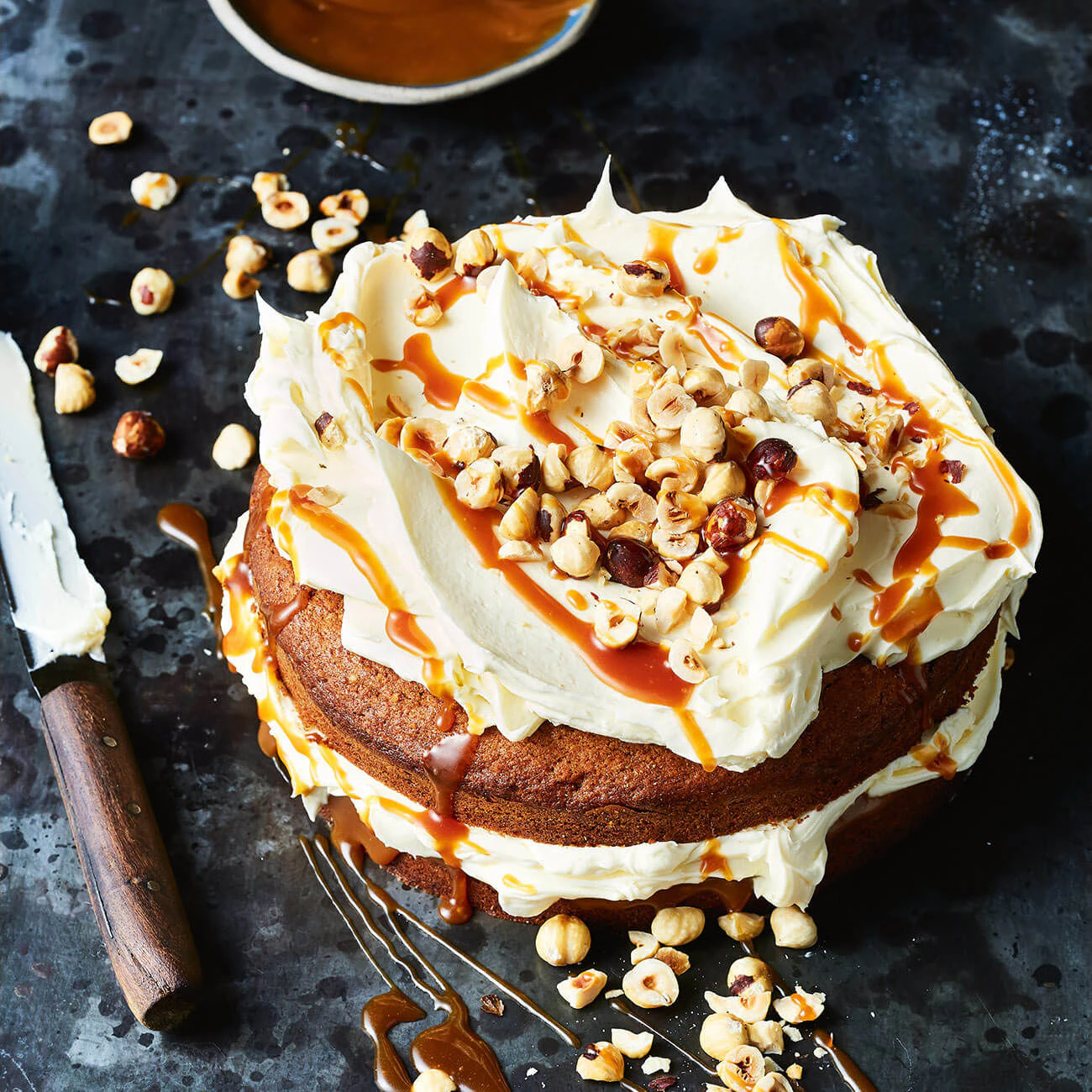 Coffee Hazelnut Caramel Cake