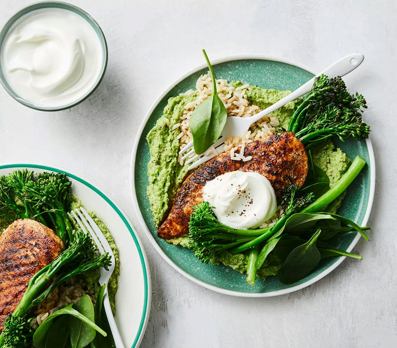 Healthier Spiced Chicken with Cauliflower Hummus