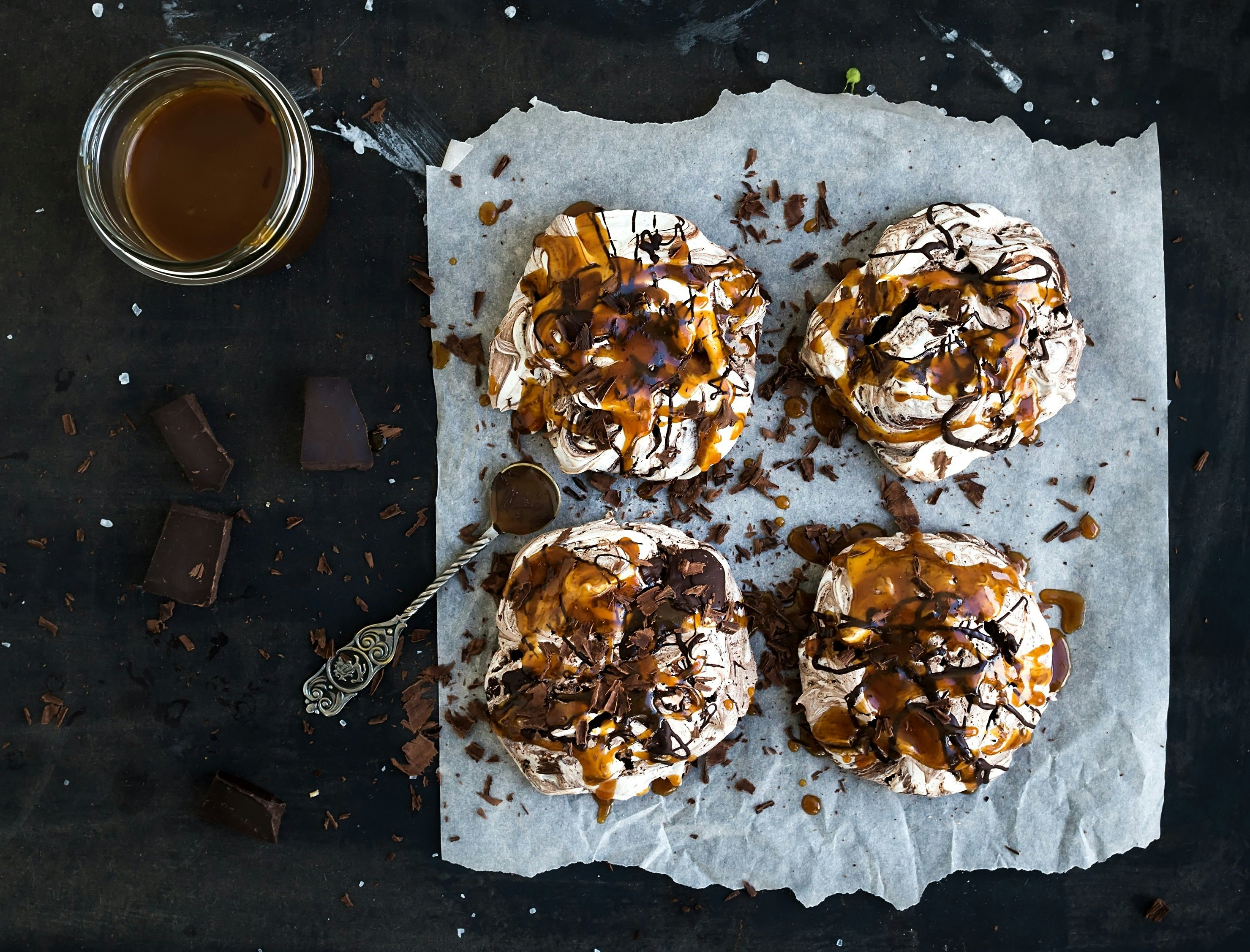 Salted Caramel Chocolate Meringues